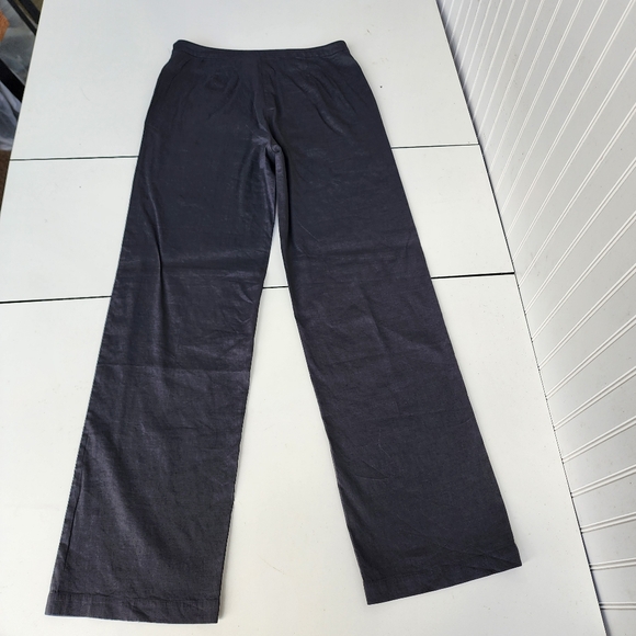 Eileen Fisher Pants Womens Black Organic Linen  Rayon Wide Leg Side Zip Sz 10 - Picture 10 of 10